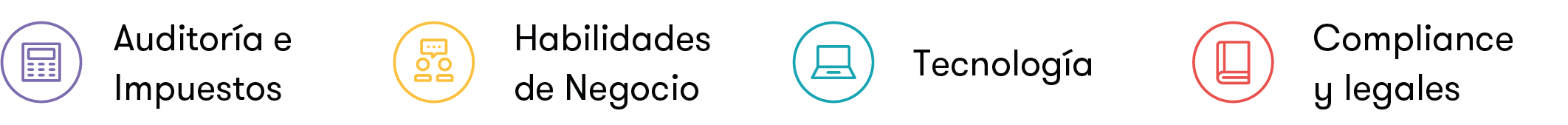 Cursos de las categorías Auditoría e impuestos, Habilidades de negocios, Tecnología y Compliance y legales