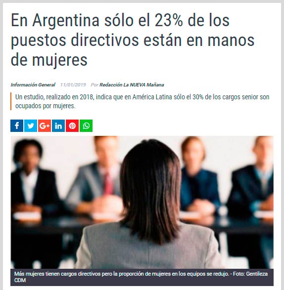 Nota La Nueva Mañana - Mujeres directivas