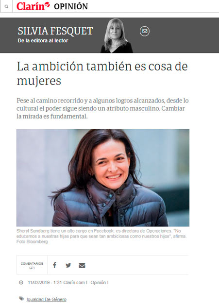 Nota Clarín - Ambición en las mujeres