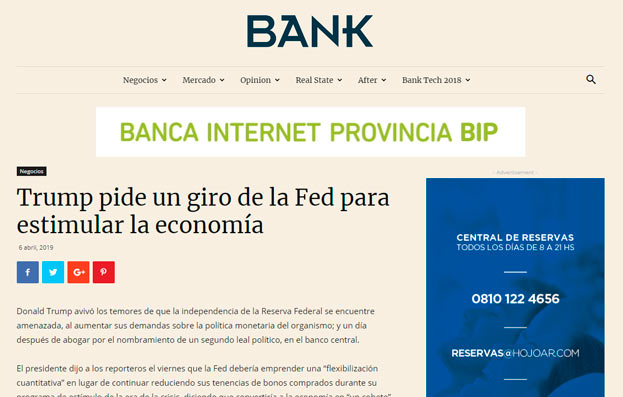 Nota Revista Bank - Trump pide giro de la Fed
