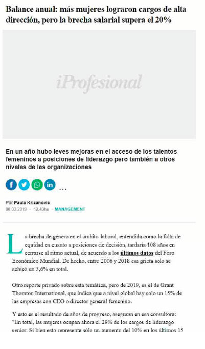 Nota iProfesional - brecha salarial