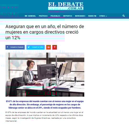Nota El Debate - Aumentan las mujeres en cargos directivos