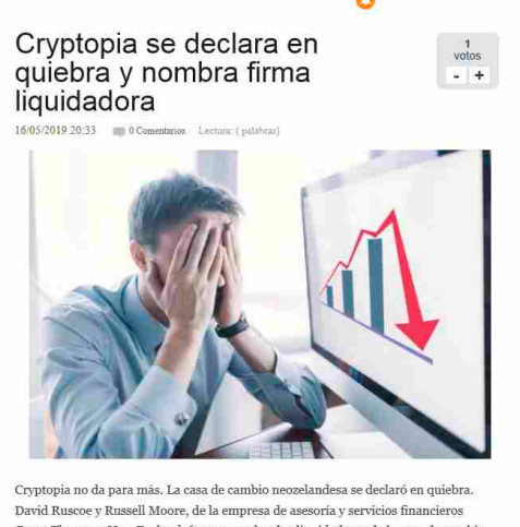 Nota Globedia - Cryptopia en quiebra