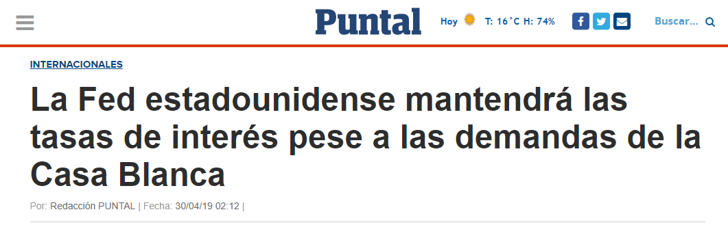 Nota Puntal - La Fed mantiene tasas