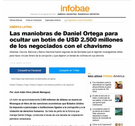 Nota Daniel Ortega en Infobae