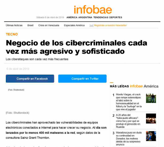 Nota Infobae - Negocio cibercriminal