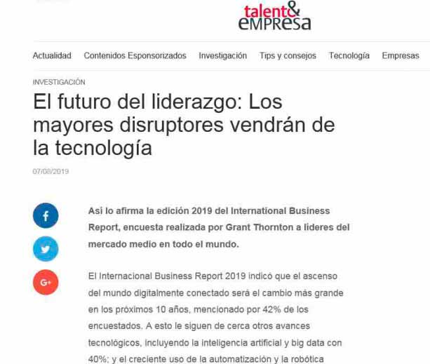 Nota en diario talento y empresa