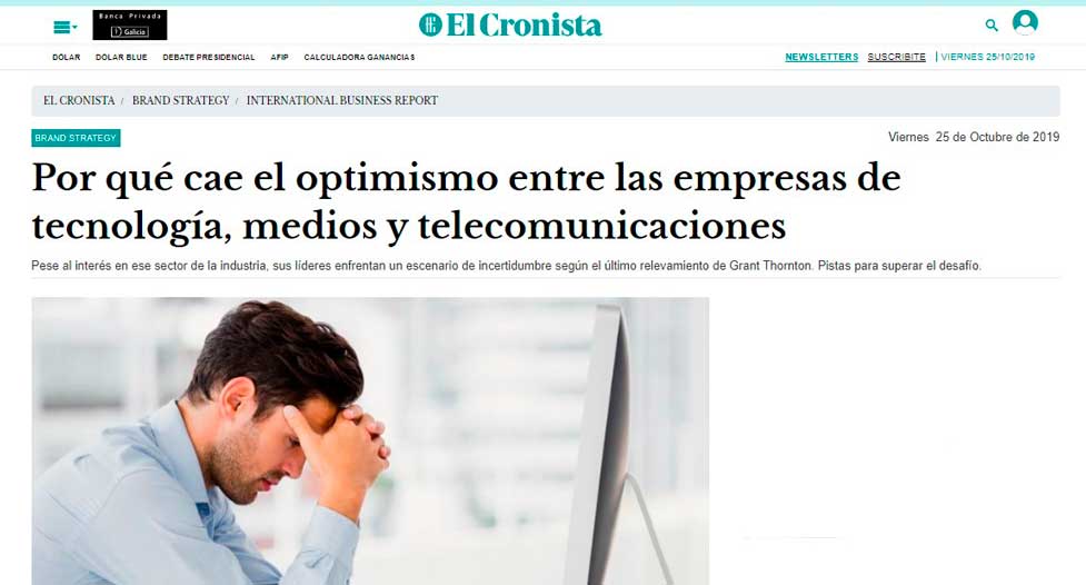 Por qué cae el optimismo en las empresas de tecnología, medios y comunicaciones