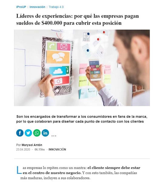 Nota: líderes de experiencias