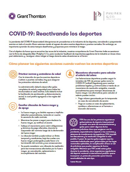 Reactivación de deportes